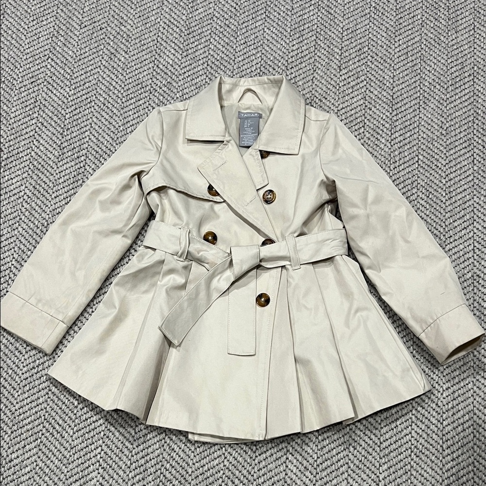 Tahari Kids Beige Double-Breasted Raincoat